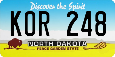 ND license plate KOR248