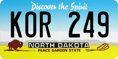 ND license plate KOR249