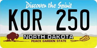 ND license plate KOR250