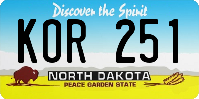 ND license plate KOR251