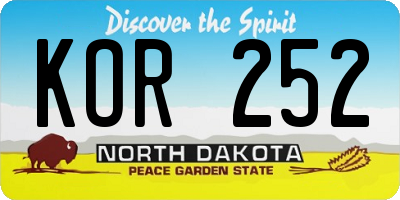 ND license plate KOR252