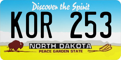 ND license plate KOR253