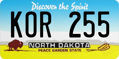 ND license plate KOR255