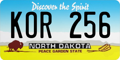 ND license plate KOR256