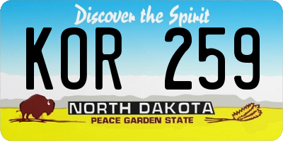ND license plate KOR259