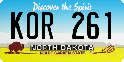 ND license plate KOR261