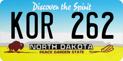 ND license plate KOR262