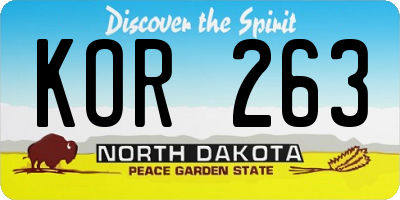 ND license plate KOR263