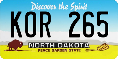 ND license plate KOR265