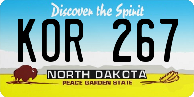 ND license plate KOR267