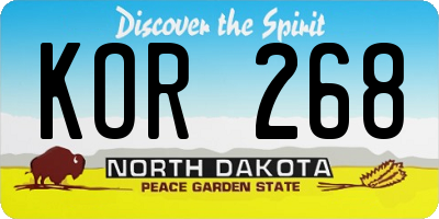 ND license plate KOR268