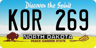 ND license plate KOR269