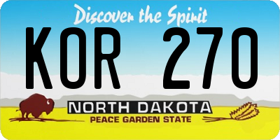 ND license plate KOR270