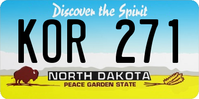 ND license plate KOR271