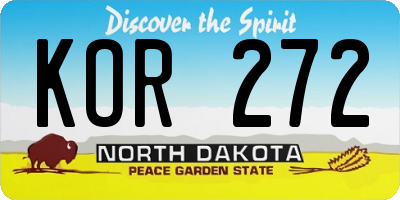 ND license plate KOR272