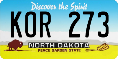 ND license plate KOR273