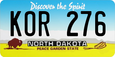 ND license plate KOR276