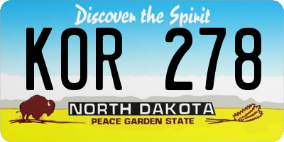 ND license plate KOR278