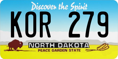 ND license plate KOR279