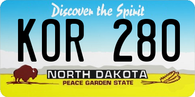 ND license plate KOR280