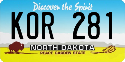 ND license plate KOR281