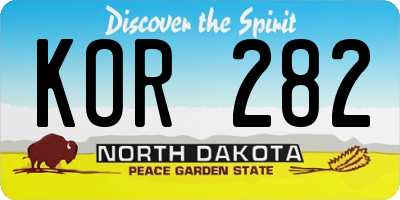 ND license plate KOR282