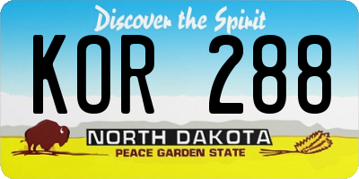 ND license plate KOR288