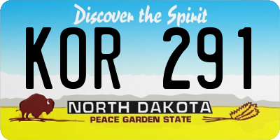 ND license plate KOR291