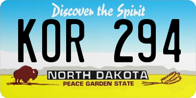 ND license plate KOR294