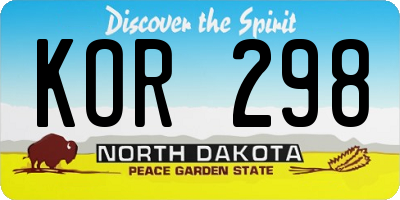 ND license plate KOR298
