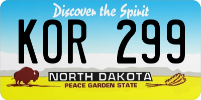 ND license plate KOR299