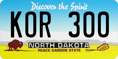 ND license plate KOR300