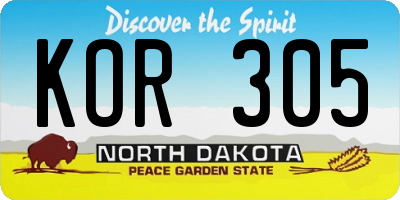 ND license plate KOR305