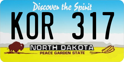 ND license plate KOR317
