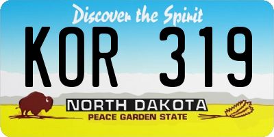 ND license plate KOR319