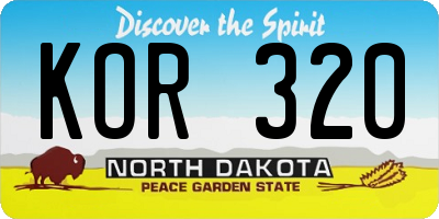ND license plate KOR320
