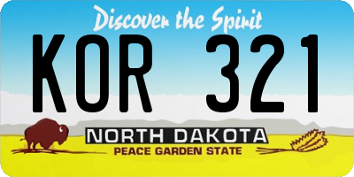 ND license plate KOR321