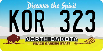 ND license plate KOR323
