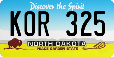 ND license plate KOR325
