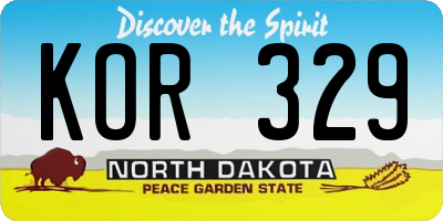 ND license plate KOR329