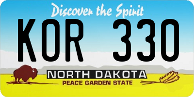 ND license plate KOR330