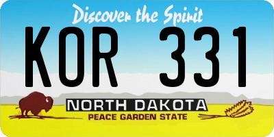 ND license plate KOR331