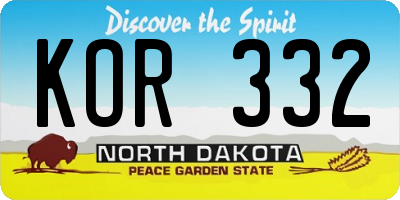 ND license plate KOR332