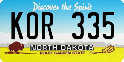 ND license plate KOR335