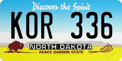 ND license plate KOR336