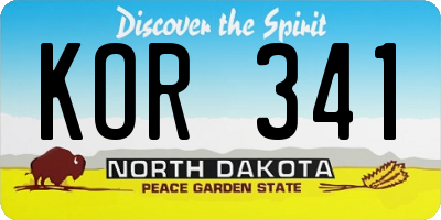 ND license plate KOR341