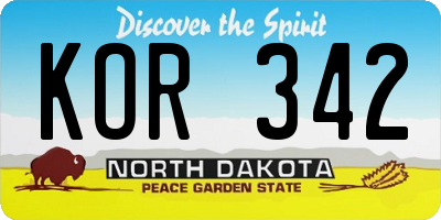 ND license plate KOR342