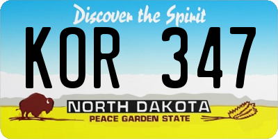 ND license plate KOR347