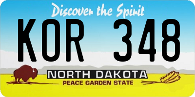 ND license plate KOR348