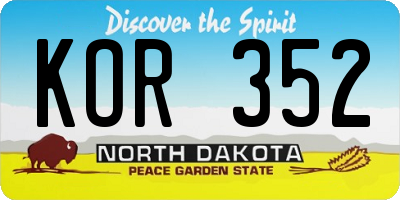 ND license plate KOR352